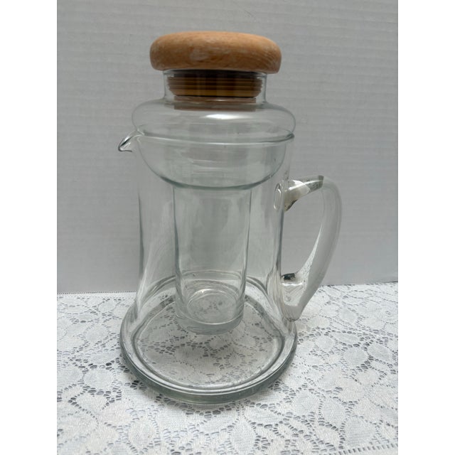 Vintage Glass Pitcher With Internal Ice Chamber For Sale - Image 4 of 6