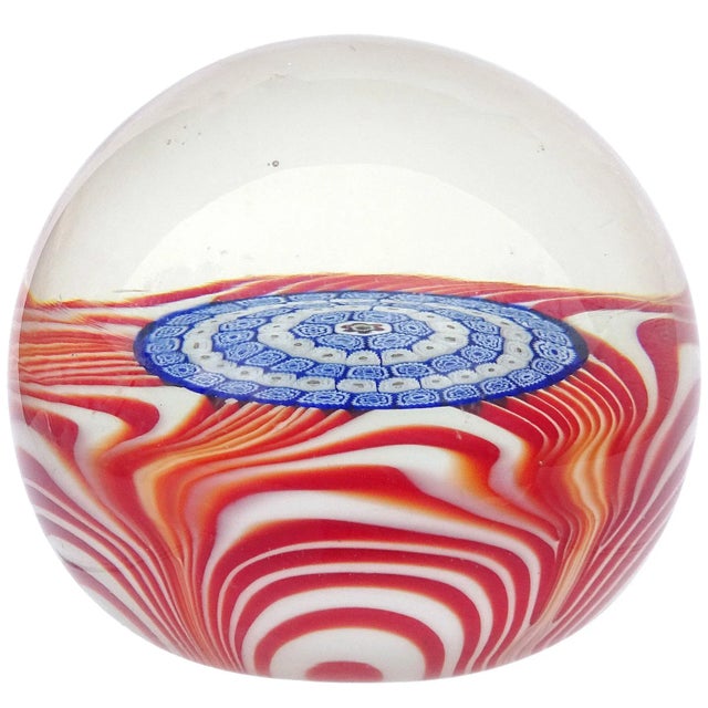 Beautiful vintage Murano hand blown, optic design, millefiori flower mosaic "Mandala" design Italian art glass...