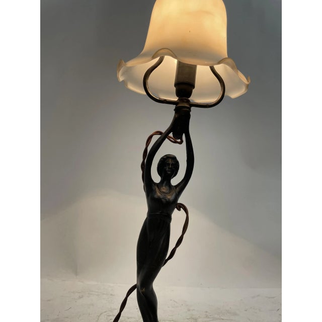 1950s Bronze & Glass Lamp, 1950s For Sale - Image 5 of 11