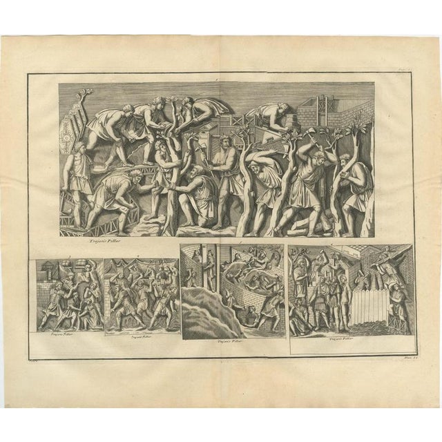 Bernard de Montfaucon, Roman Legionaries Clearing Woodland and Raising Walls, Trajan's Column, 1722, Engraving For Sale - Image 3 of 8