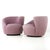 Mid-Century Modern Vladimir Kagan Style Mid Century Nautilus Purple Swivel Lounge Chairs - Pair For Sale - Image 3 of 12