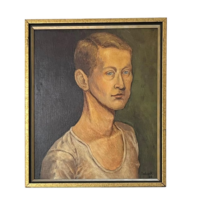 1960’s Portrait of a Young Male Artist Oil on Board For Sale - Image 4 of 12