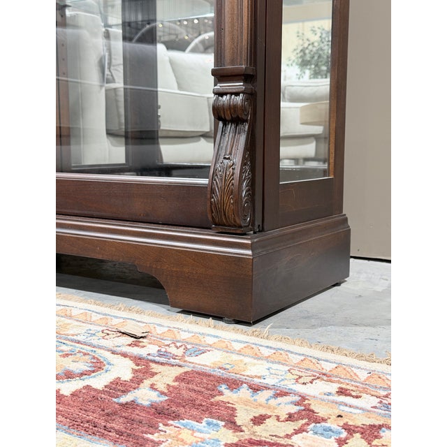 Brown Late 20th Century Howard Miller Cherry Curio Display Cabinet For Sale - Image 8 of 11