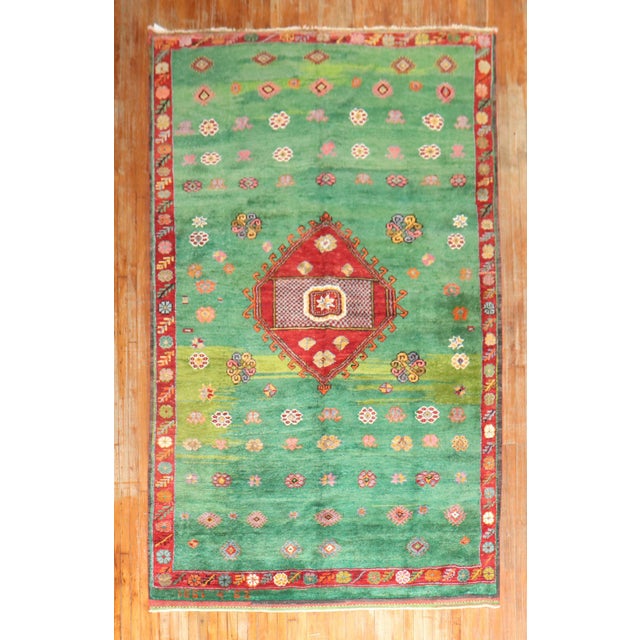 Contemporary Mid 20th Century Green Turkish Tulu Rug - 4'7" x 12'9" For Sale - Image 3 of 18