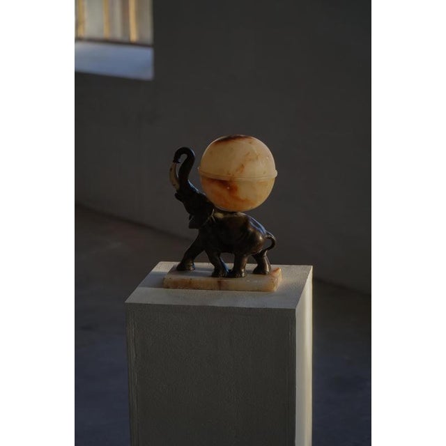 Early 20th Century Art Deco Elephant Table Lamp with Alabaster Globe, 1930s For Sale - Image 18 of 18