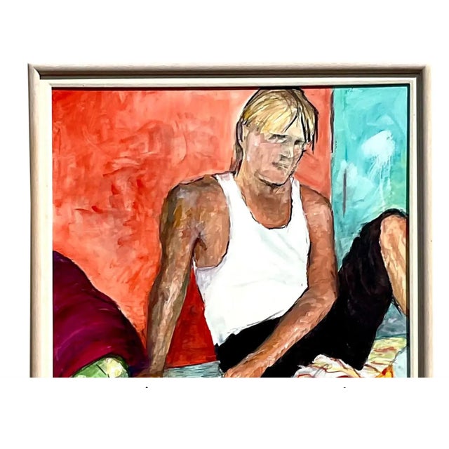 Vintage Boho Signed Original Oil Portrait For Sale - Image 10 of 12