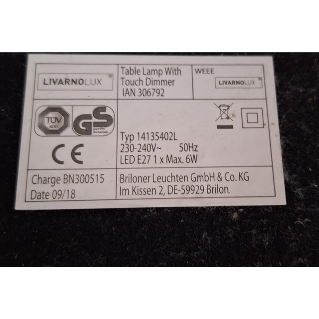 Metal German Table Lamp with Chrome-Plated Metal Base, White Glass Shade and Touch Sensor from Briloner Leuchten, 2018 For Sale - Image 7 of 8