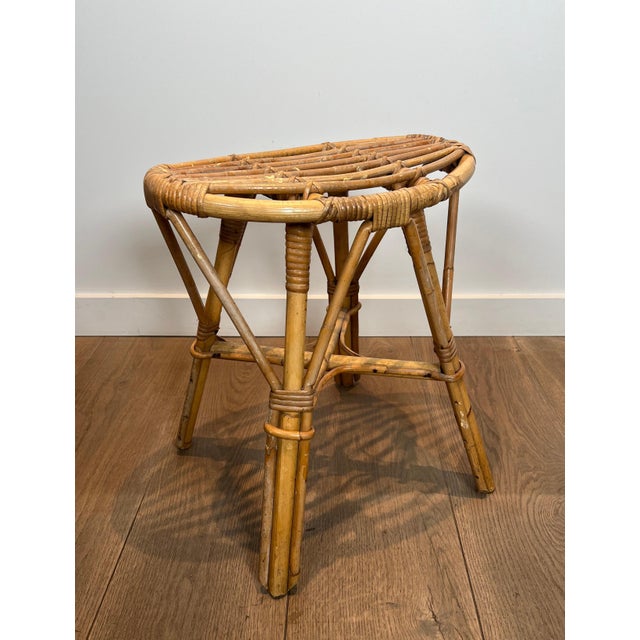 Mid-Century Modern Rattan stool. French work, circa 1970. For Sale - Image 3 of 12