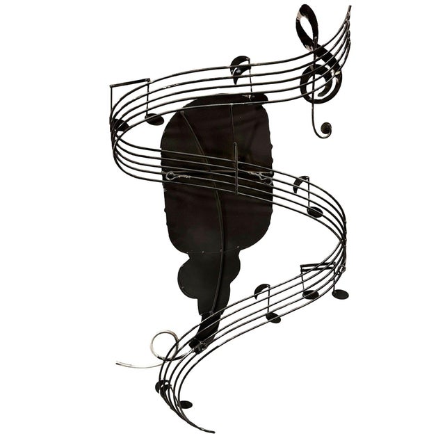 Large Cut Steel Abstract Microphone & Music Note Wall Sculpture by Artisan House For Sale In Los Angeles - Image 6 of 6