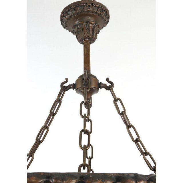 Mid 20th Century Neoclassical Bronze Painted Composition Plaster Basket Pendant Light For Sale - Image 4 of 15