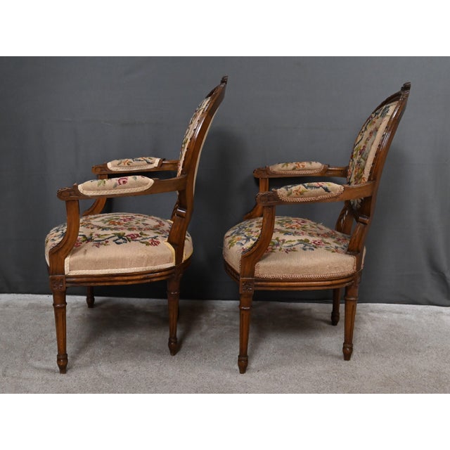 Louis XVI Style Beechwood Armchairs, Early 20th Century, Set of 2 For Sale - Image 6 of 18