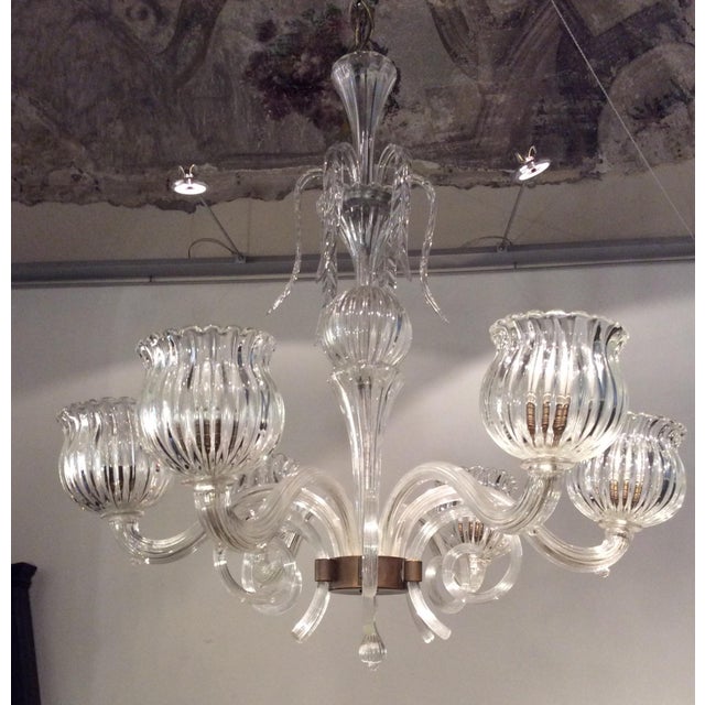 1940s Murano Glass 6-Light Chandelier, 1940s For Sale - Image 5 of 17