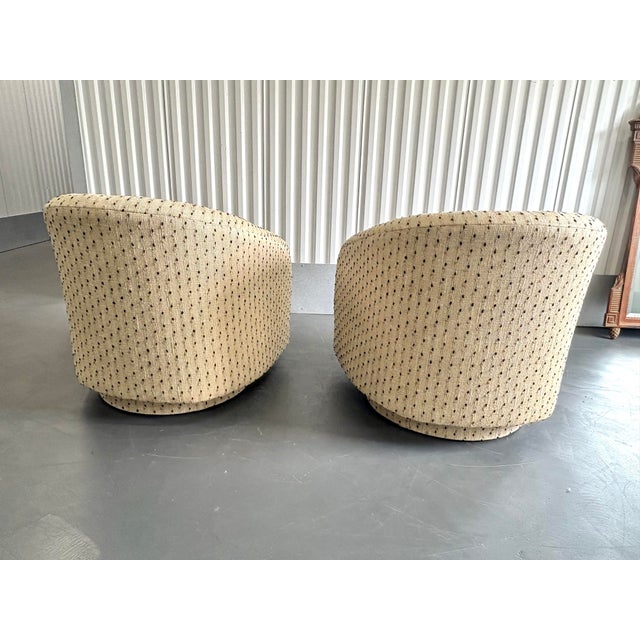 Vintage Upholstered Swivel Barrel Chairs by Precedent Furniture - A Pair For Sale - Image 12 of 12