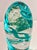 1990s Signed Stephen Rich Nelson Studio Art Glass Sculpture 1990 Turquoise Ribbon Aventurine Bubble Glass Paperweight 10.5” For Sale - Image 5 of 10