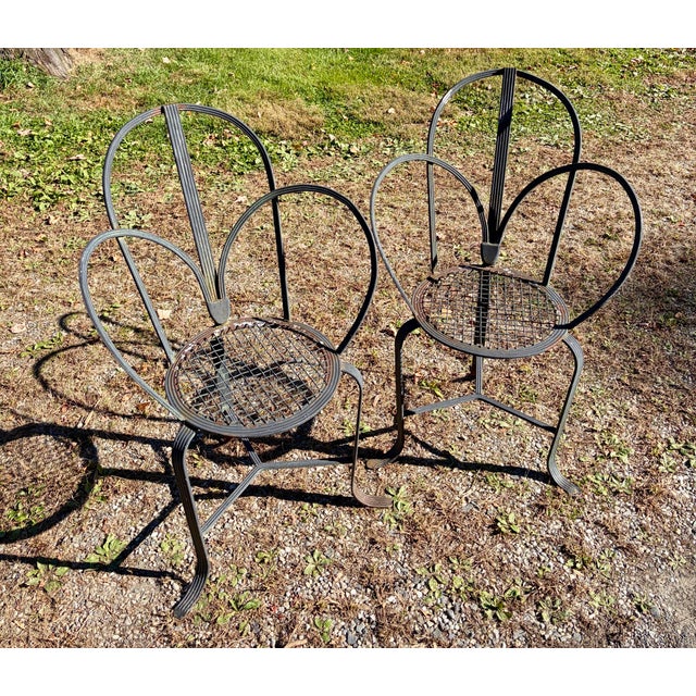 Mid-Century Modern Pair Mid-Century Sculptural Outdoor Iron Chairs For Sale - Image 3 of 6