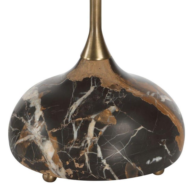 Organic Modern Espresso Marble & Brass Adjustable Desk Lamp For Sale - Image 4 of 8
