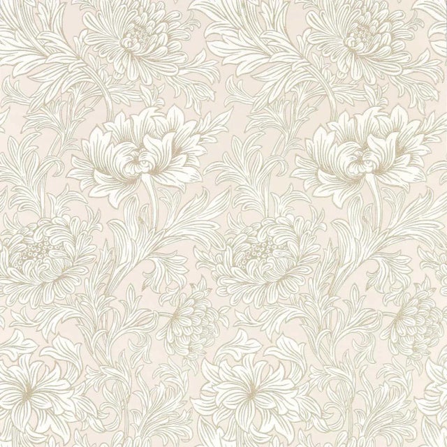 Morris & Co Chrysanthemum Toile Wallpaper in Cochineal Pink For Sale