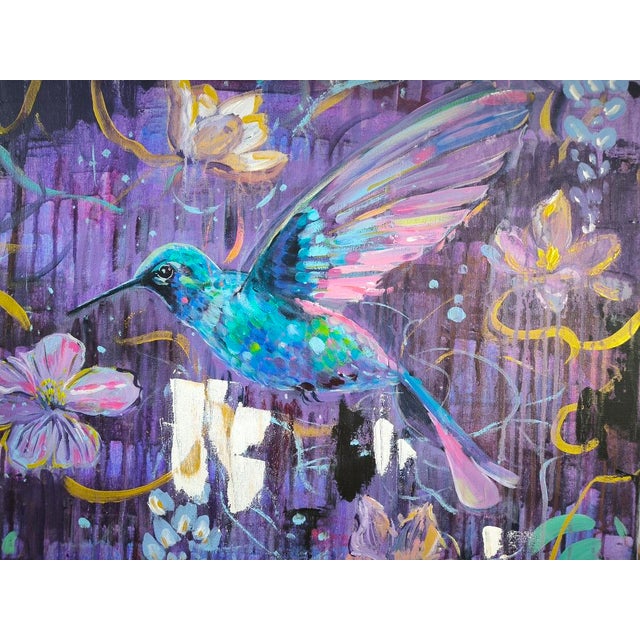 Linda Clerget, Cosmic Bird, Ink on Canvas For Sale - Image 6 of 10
