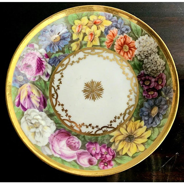 Late 18th Century Antique Hand-Painted Gold Gilt Rim Fine Porcelain Saucer For Sale - Image 5 of 5