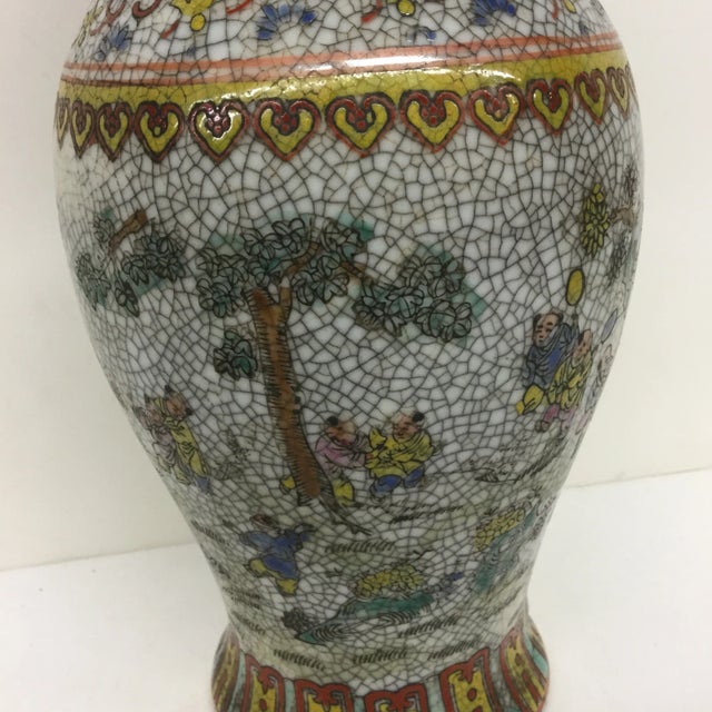 Gray Vintage Chinese Crackle Vase For Sale - Image 8 of 11