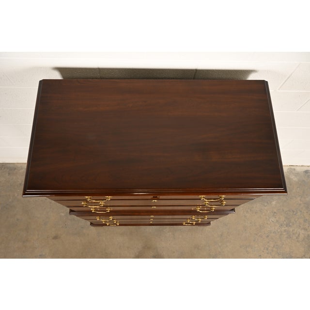 Brown Harden Furniture Georgian Solid Cherry Wood Highboy Dresser For Sale - Image 8 of 11