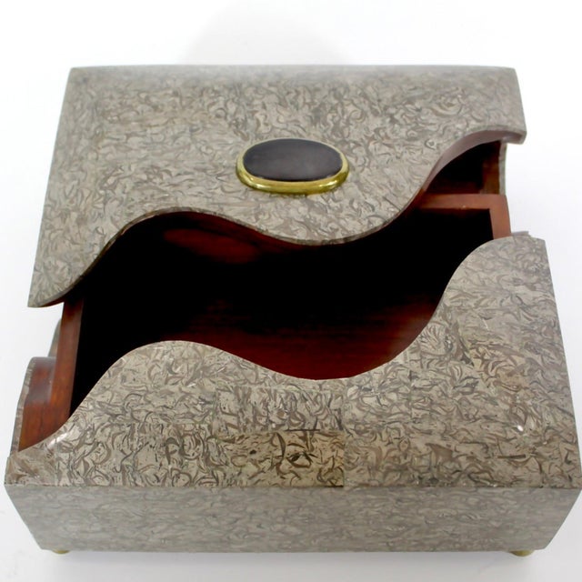 Mid-Century Modern Stone and Rosewood Tabletop Box For Sale - Image 3 of 5