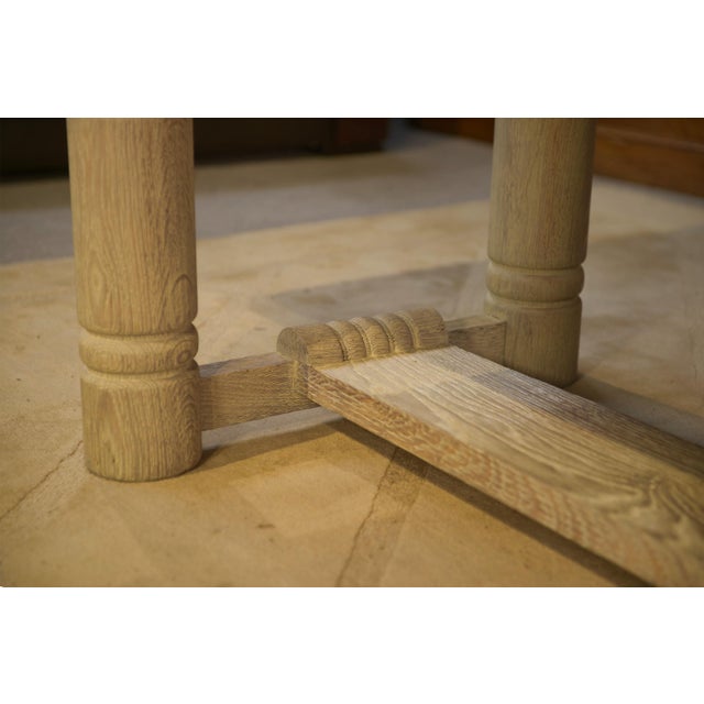 Wood Art Deco Table in Limed Oak in the style of Jean-Charles Moreux, 1940s For Sale - Image 7 of 15