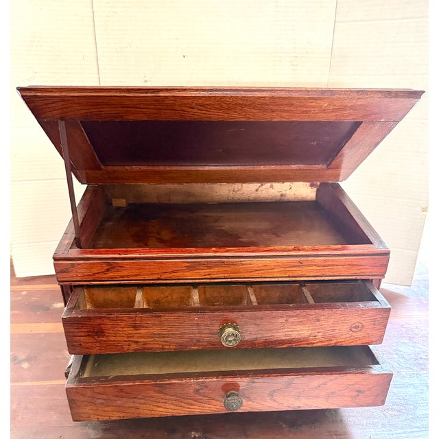 Early 1900s Clark's Oak Spool 3 Compartment Desk/Cabinet For Sale - Image 10 of 11