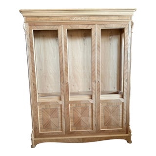 Walnut Cupboard With Cherry Inlays in Natural Raw Wood For Sale