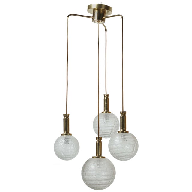 1960s Brass Four Globe Pendant Light by Doria For Sale - Image 11 of 11
