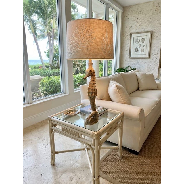 Vintage Coastal Seahorse Resin Table Lamp For Sale - Image 10 of 12