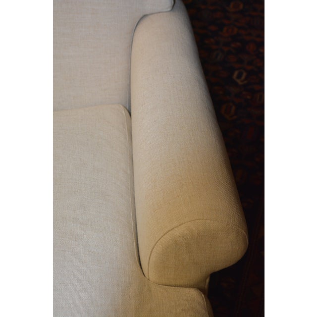 Modern 1990s Pearson Cream Woven Cotton Feather Down Mix Club Arm Lounge Chair For Sale - Image 3 of 15