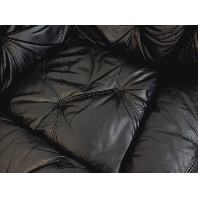 Vintage Corner Sofa in Black Leather with Integrated Bed, 1970s, Set of 3 For Sale - Image 10 of 18