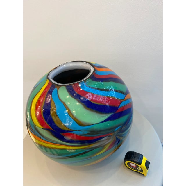 Italian Unique artistic Murano glass vase multicolored by SimoEng Diameter 28 = 11" Height 26 cm = 10.2" Italian piece of...