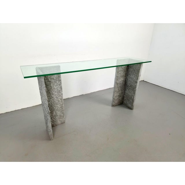 Brutalist Granite and Glass Console Table with Two Column Bases, 1970 For Sale - Image 6 of 12