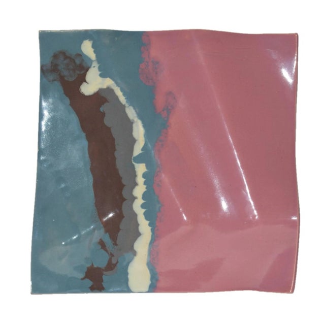 1980s Anne Lindstrom Postmodern Biomorphic Sculpture Ceramic Tile Wall Plaque Hanging For Sale - Image 4 of 8