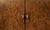 Brown Matthew Izzo Home Ariel Dark Burlwood Four Door Buffet With Acrylic and Antique Brass Door Pulls and Antique Brass Base For Sale - Image 8 of 9