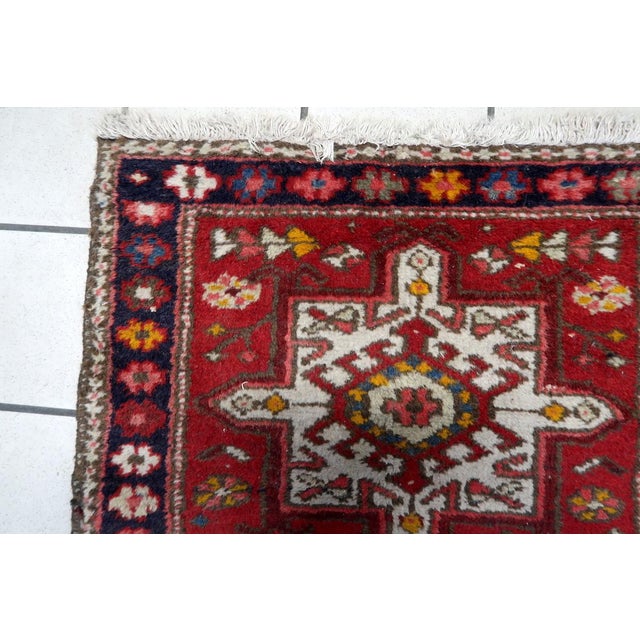 Navy Blue 1930s, Handmade Antique Persian Karajeh Rug 2.2' X 4.1' For Sale - Image 8 of 11