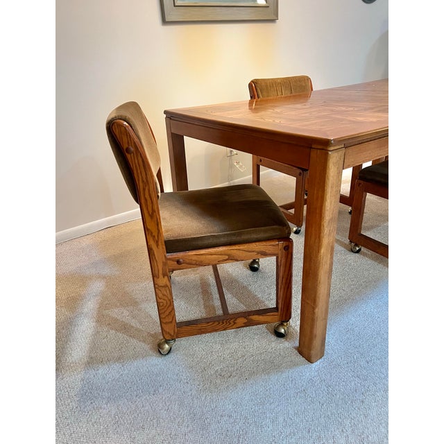 Brown 1970s Mid Century Wood Table & 4 Chairs For Sale - Image 8 of 11