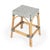 Stone Gray Robias 24.5 in. Seat Height Rectangular Rattan Backless Counter Stool with Footrest, White/Black Dot/ Natural Rattan Frame For Sale - Image 8 of 8