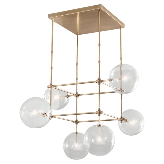 Soap 6 Dt Brass Chandelier by Schwung For Sale