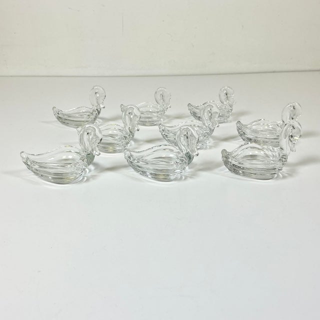 1950s Vintage Hollywood Regency Art Deco Swan Salt Cellars & Butter Dish - Set of 10. For Sale - Image 17 of 18