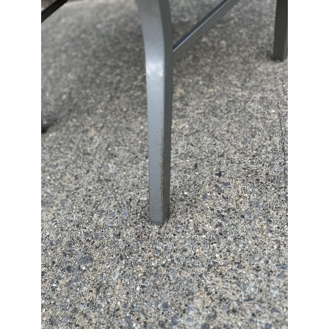 Vintage Industrial Metal Office Chair With Green Upholstery For Sale - Image 13 of 14