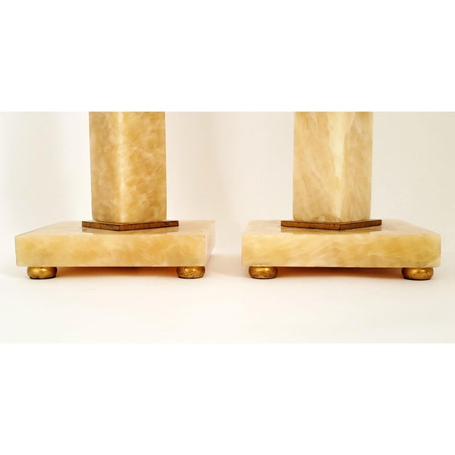 Amber Lamps - Restored Vintage Italian Rialto Marble Pair For Sale - Image 8 of 11