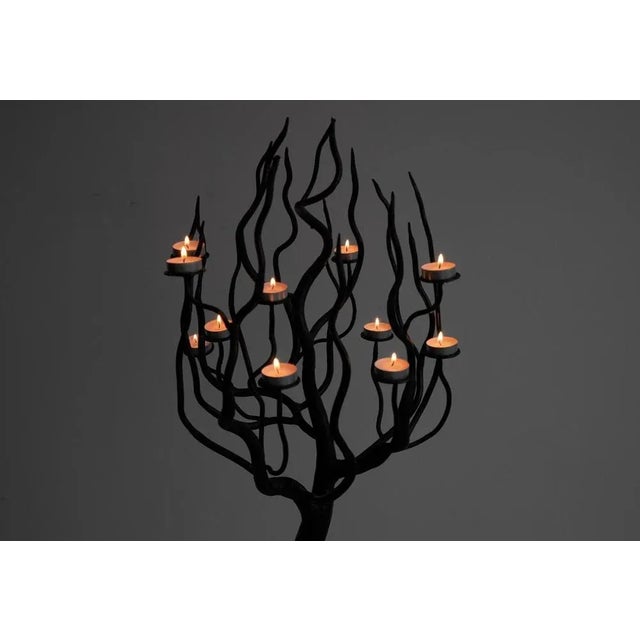 Large Tree Shaped Candleholder in Hand Forged Steel, 1960s For Sale - Image 6 of 12