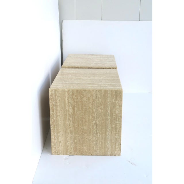 Italian Travertine Marble End Tables, Pair For Sale - Image 11 of 17