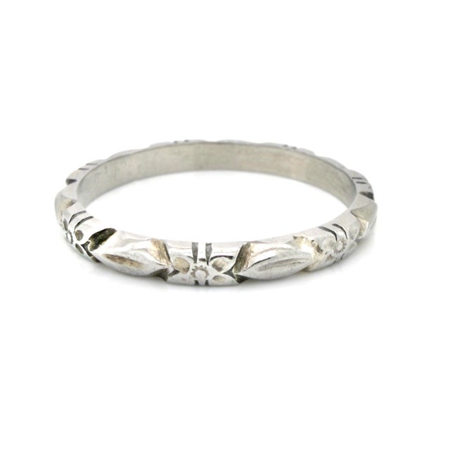 1930s 1930s Art Deco White Gold Orange Blossom Band, Stacking Ring, Size 6.75 For Sale - Image 5 of 10