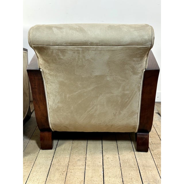 Art Deco Armchairs in Rosewood and Suede, 1920, Set of 2 For Sale - Image 11 of 14