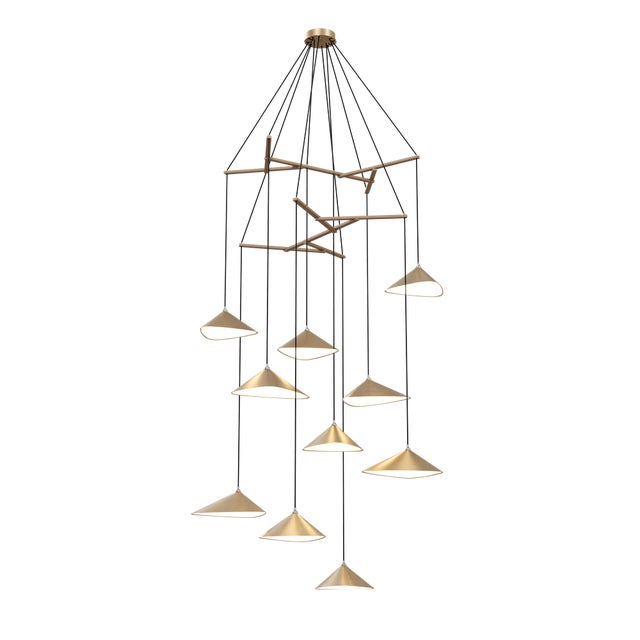 Not Yet Made - Made To Order Emily V10 Group Pendant Light in Gold Semi-Matte by Daniel Becker for Moss Objects For Sale - Image 5 of 5