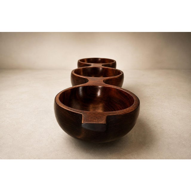 Decorative Tray with Three Compartments in Brazilian Rosewood by Jean Gillon, Brazil, 1950s - Lot 931 For Sale - Image 11 of 17